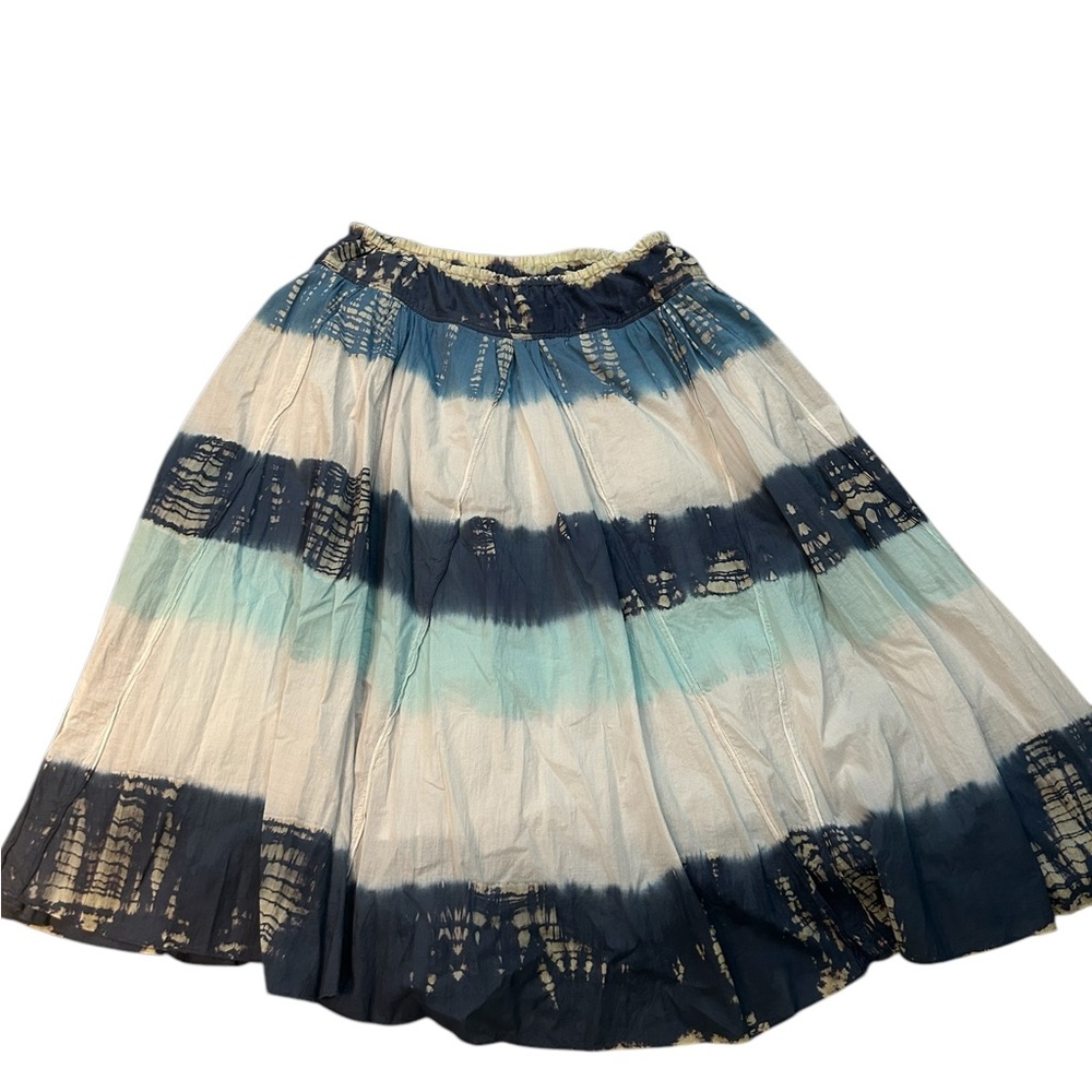 J Jill size medium blue, white, beige tie dyed maxi skirt, elastic waist
